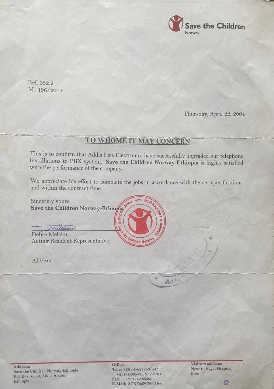 Testimonial letter from Save the Children
